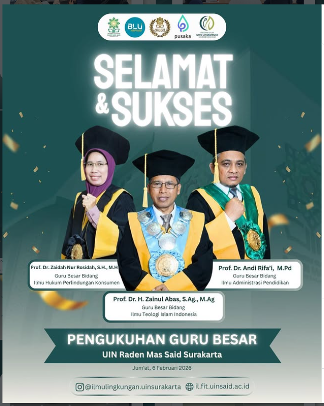 Pengukuhan Guru Besar UIN Raden Mas Said Surakarta, Tiga Akademisi Resmi Raih Gelar Profesor